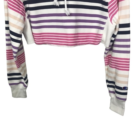 Champion UO Striped Cropped Reverse Weave Hoodie XS - Picture 4 of 12